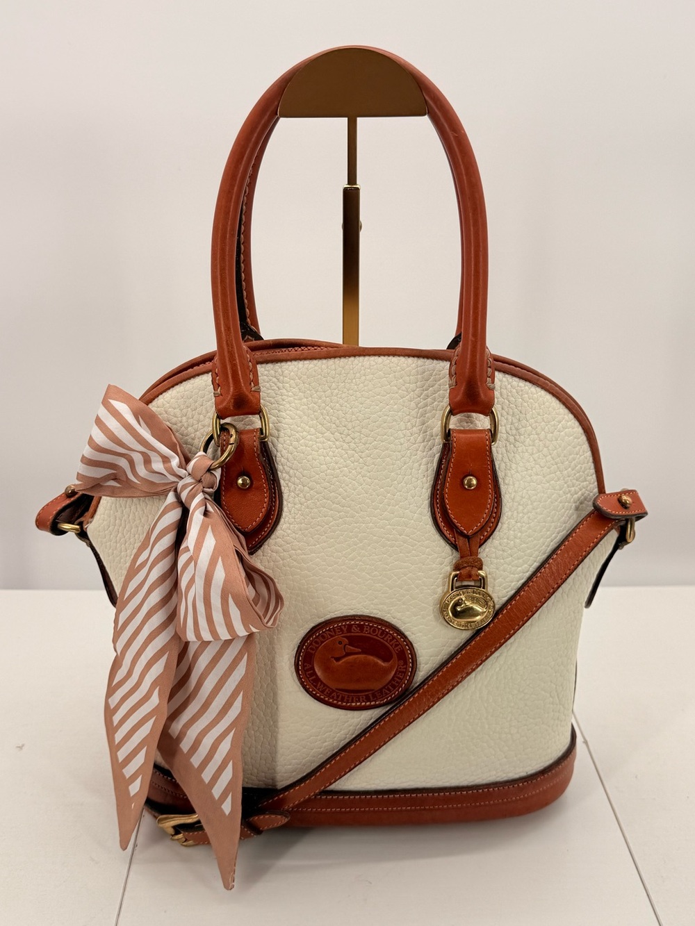 DOONEY & BOURKE Vintage All Weather Leather Dome Satchel Bone British Tan